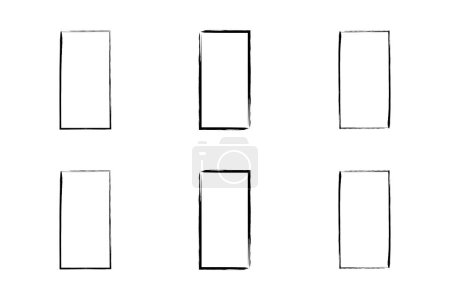 Vertical Rectangle Forme Mince Ligne forme grunge Pinceau course pictogramme symbole illustration visuelle Set