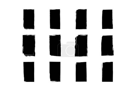 Quadratische vertikale Form Gefüllte Grunge-Form Pinselstrich-Piktogramm-Symbol visuelle Illustration Set