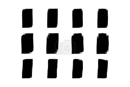Forme verticale carrée Forme de grunge remplie Pictogramme de course de brosse symbole illustration visuelle Set