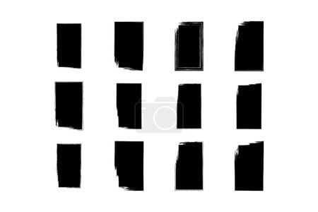 Square Vertical Shape Filled grunge shape Brush stroke pictogram symbol visual illustration Set