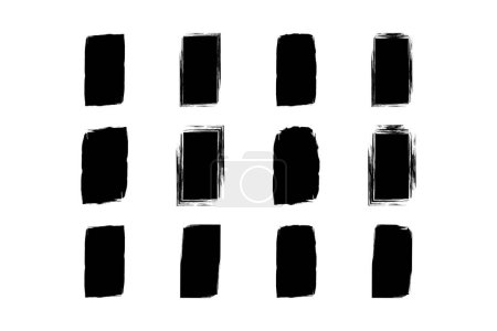 Forma vertical cuadrada Forma grunge llena Pincelada pictograma símbolo ilustración visual Set