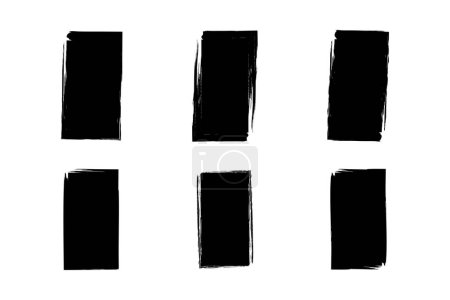 Quadratische vertikale Form Gefüllte Grunge-Form Pinselstrich-Piktogramm-Symbol visuelle Illustration Set