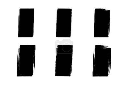 Téléchargez les illustrations : Forme verticale carrée Forme de grunge remplie Pictogramme de course de brosse symbole illustration visuelle Set - en licence libre de droit