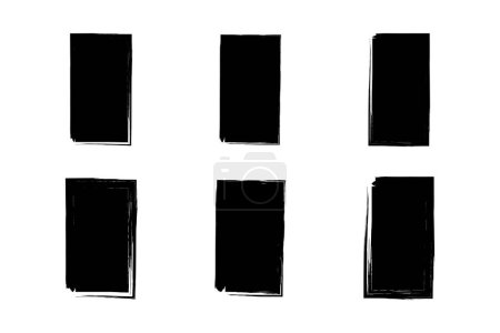 Forme verticale carrée Forme de grunge remplie Pictogramme de course de brosse symbole illustration visuelle Set