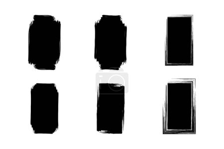 Téléchargez les illustrations : Forme verticale carrée Forme de grunge remplie Pictogramme de course de brosse symbole illustration visuelle Set - en licence libre de droit