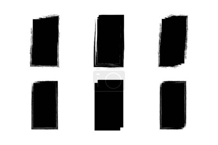 Illustration for Square Vertical Shape Filled grunge shape Brush stroke pictogram symbol visual illustration Set - Royalty Free Image