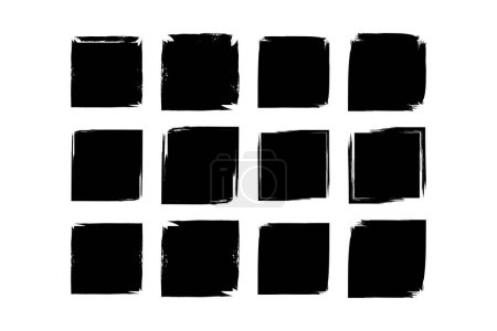 Forma cuadrada Forma de grunge llena Pincelada pictograma símbolo ilustración visual Set