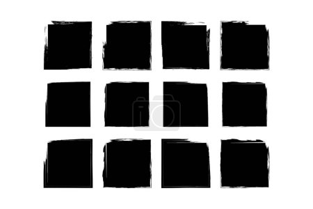 Forme carrée Forme grunge remplie Pictogramme de coup de pinceau symbole illustration visuelle Set