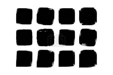 Forme carrée Forme grunge remplie Pictogramme de coup de pinceau symbole illustration visuelle Set