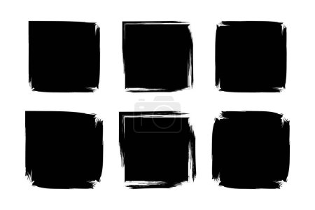 Illustration for Square Shape Filled grunge shape Brush stroke pictogram symbol visual illustration Set - Royalty Free Image