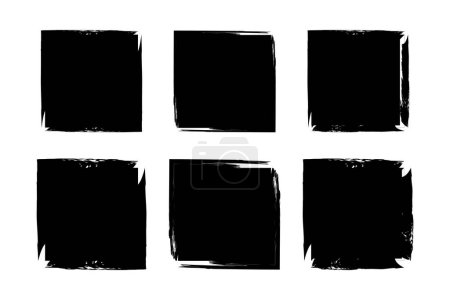 Téléchargez les illustrations : Forme carrée Forme grunge remplie Pictogramme de coup de pinceau symbole illustration visuelle Set - en licence libre de droit
