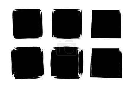 Quadratische Form Gefüllte Grunge-Form Pinselstrich-Piktogramm-Symbol visuelle Illustration Set