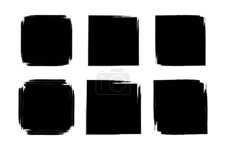 Forma cuadrada Forma de grunge llena Pincelada pictograma símbolo ilustración visual Set