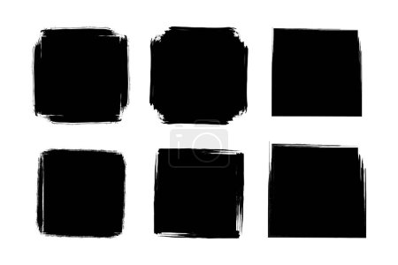 Téléchargez les illustrations : Forme carrée Forme grunge remplie Pictogramme de coup de pinceau symbole illustration visuelle Set - en licence libre de droit