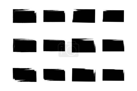 Forma rectangular horizontal Forma llena Forma grunge audaz Pincelada pictograma símbolo ilustración visual Set