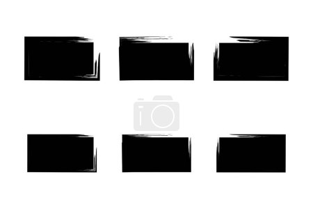 Forma rectangular horizontal Forma llena Forma grunge audaz Pincelada pictograma símbolo ilustración visual Set