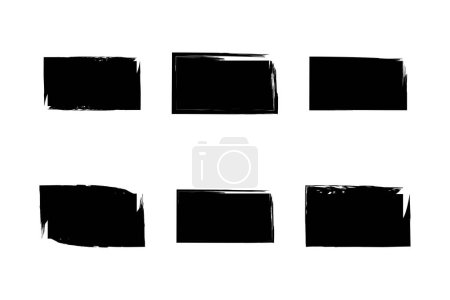 Horizontal Rechteck Form Gefüllte Form Kühne Grunge Form Pinselstrich Piktogramm Symbol visuelle Illustration Set