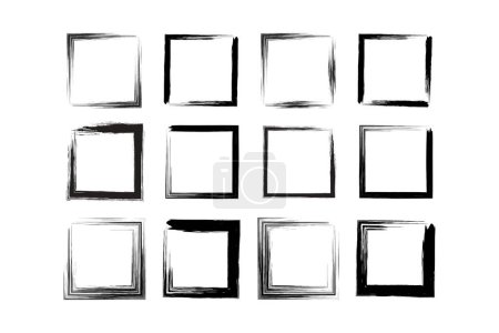 Forma cuadrada Forma de grunge audaz Pincelada pictograma símbolo ilustración visual Set