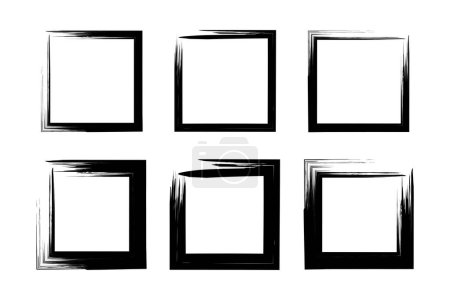 Quadratische Form Kühne Grunge-Form Pinselstrich-Piktogramm-Symbol visuelle Illustration Set