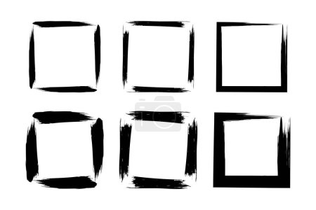 Illustration for Square Shape Bold grunge shape Brush stroke pictogram symbol visual illustration Set - Royalty Free Image