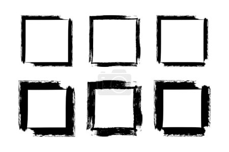 Téléchargez les illustrations : Forme carrée Forme grunge audacieuse Pictogramme de coup de pinceau symbole illustration visuelle Set - en licence libre de droit
