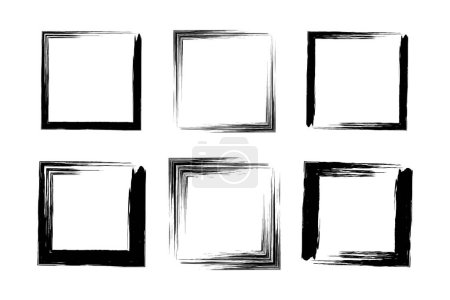 Quadratische Form Kühne Grunge-Form Pinselstrich-Piktogramm-Symbol visuelle Illustration Set