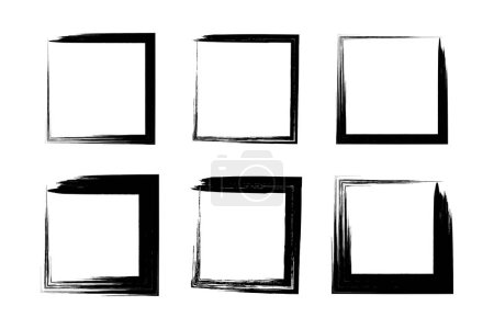 Forme carrée Forme grunge audacieuse Pictogramme de coup de pinceau symbole illustration visuelle Set