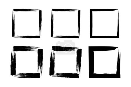 Forma cuadrada Forma de grunge audaz Pincelada pictograma símbolo ilustración visual Set