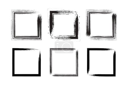 Square Shape Bold grunge shape Brush stroke pictogram symbol visual illustration Set