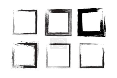 Illustration for Square Shape Bold grunge shape Brush stroke pictogram symbol visual illustration Set - Royalty Free Image