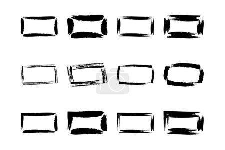 Rectangle horizontal Forme Chauve Pinceau course pictogramme symbole illustration visuelle Set
