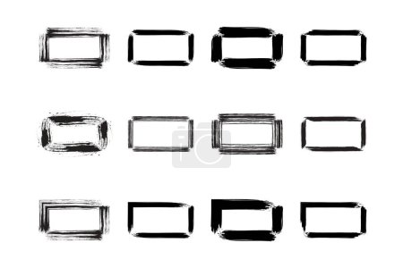 Rectangle horizontal Forme Chauve Pinceau course pictogramme symbole illustration visuelle Set