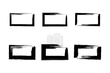 Horizontal Rechteck Form Fett Pinselstrich Piktogramm Symbol visuelle Illustration Set