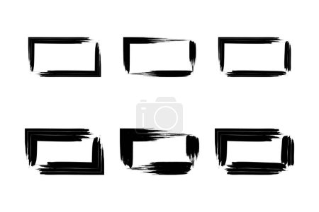 Horizontal Rectangle Shape Bold Brush stroke pictogram symbol visual illustration Set