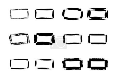 Rectangle horizontal Forme forme grunge forme Pinceau course pictogramme symbole illustration visuelle Set