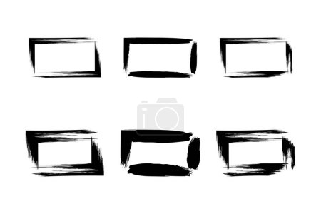 Horizontal Rechteck Form Grunge Form Pinselstrich Piktogramm Symbol visuelle Illustration Set