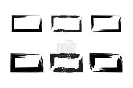 Horizontal Rectangle Shape grunge shape Brush stroke pictogram symbol visual illustration Set