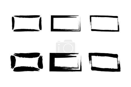Rectángulo horizontal Forma forma grunge Pincelada pictograma símbolo ilustración visual Set