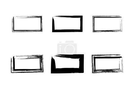 Horizontal Rechteck Form Grunge Form Pinselstrich Piktogramm Symbol visuelle Illustration Set