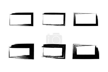 Horizontal Rectangle Shape grunge shape Brush stroke pictogram symbol visual illustration Set