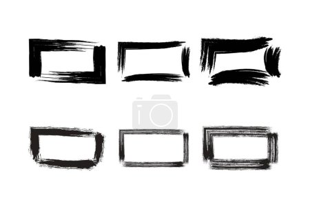 Rectangle horizontal Forme forme grunge forme Pinceau course pictogramme symbole illustration visuelle Set