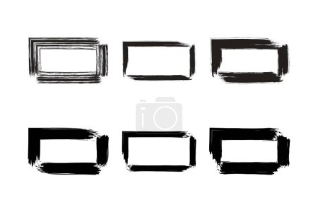 Rectángulo horizontal Forma forma grunge Pincelada pictograma símbolo ilustración visual Set