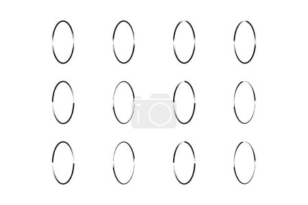 Vertikal Oval Form Thin Line Grunge Form Pinselstrich Piktogramm Symbol visuelle Illustration Set