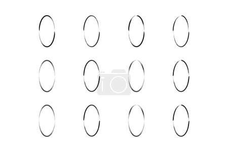 Vertical ovale forme mince ligne forme grunge pinceau course pictogramme symbole illustration visuelle Set