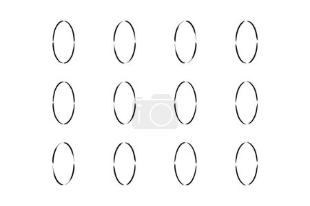 Vertical Oval Shape Thin Line grunge shape Brush stroke pictogram symbol visual illustration Set