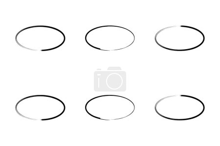 Horizontal Oval Form Thin Line Grunge Form Pinselstrich Piktogramm Symbol visuelle Illustration Set