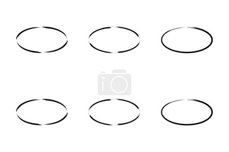Horizontal Oval Form Thin Line Grunge Form Pinselstrich Piktogramm Symbol visuelle Illustration Set