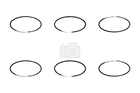 Forma Ovalada Horizontal Delgada Forma Grunge Line Pincelada pictograma símbolo ilustración visual Set