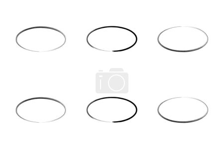 Horizontal ovale forme mince ligne forme grunge pinceau course pictogramme symbole illustration visuelle Set