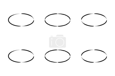Forma Ovalada Horizontal Delgada Forma Grunge Line Pincelada pictograma símbolo ilustración visual Set